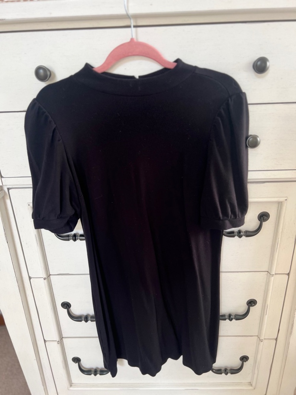 LOFT Black Short Sleeve Puff Shoulder Dress